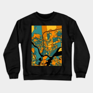 Gatineau Map Pattern in Orange & Teal Crewneck Sweatshirt